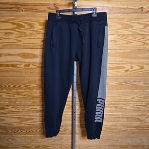 Puma Mens Sweatpants XL Extra Large Navy Blue Fleece Athletic Gym Drawstring
